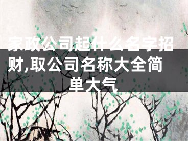 家政公司起什么名字招财,取公司名称大全简单大气