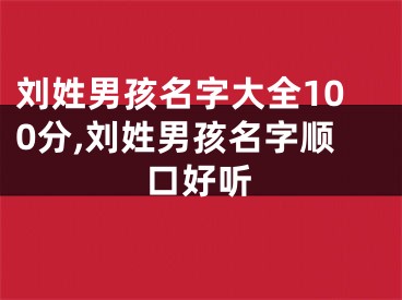 刘姓男孩名字大全100分,刘姓男孩名字顺口好听