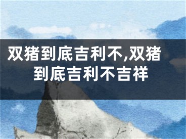 双猪到底吉利不,双猪到底吉利不吉祥