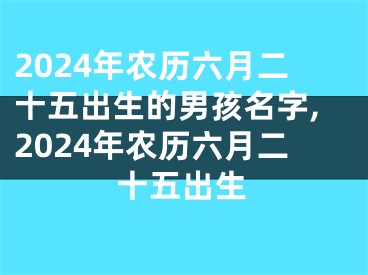2024年农历六月二十五出生的男孩名字,2024年农历六月二十五出生