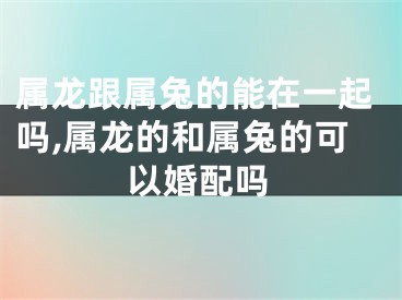 属龙跟属兔的能在一起吗,属龙的和属兔的可以婚配吗
