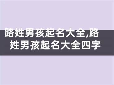 路姓男孩起名大全,路姓男孩起名大全四字
