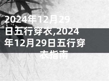 2024年12月29日五行穿衣,2024年12月29日五行穿衣指南