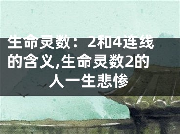 生命灵数：2和4连线的含义,生命灵数2的人一生悲惨