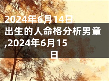 2024年6月14日出生的人命格分析男童,2024年6月15日