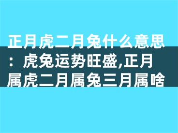 正月虎二月兔什么意思：虎兔运势旺盛,正月属虎二月属兔三月属啥