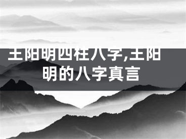 王阳明四柱八字,王阳明的八字真言