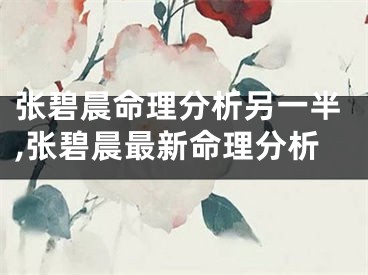 张碧晨命理分析另一半,张碧晨最新命理分析