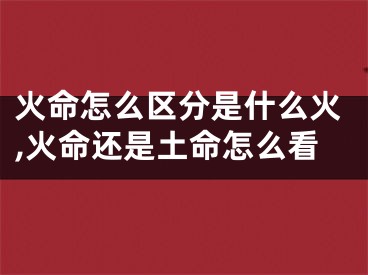 火命怎么区分是什么火,火命还是土命怎么看