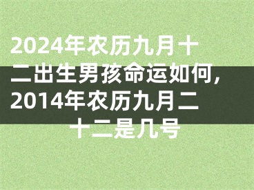 2024年农历九月十二出生男孩命运如何,2014年农历九月二十二是几号