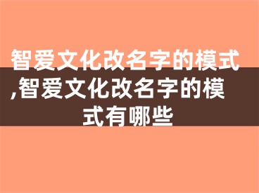 智爱文化改名字的模式,智爱文化改名字的模式有哪些