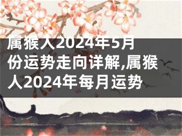 属猴人2024年5月份运势走向详解,属猴人2024年每月运势