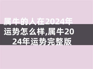 属牛的人在2024年运势怎么样,属牛2024年运势完整版