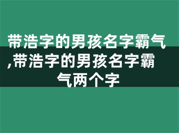带浩字的男孩名字霸气,带浩字的男孩名字霸气两个字