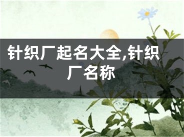 针织厂起名大全,针织厂名称