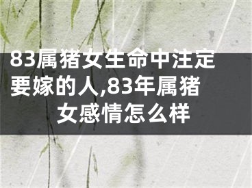 83属猪女生命中注定要嫁的人,83年属猪女感情怎么样