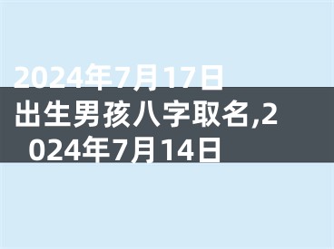 2024年7月17日出生男孩八字取名,2024年7月14日