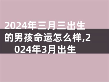 2024年三月三出生的男孩命运怎么样,2024年3月出生