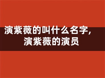 演紫薇的叫什么名字,演紫薇的演员