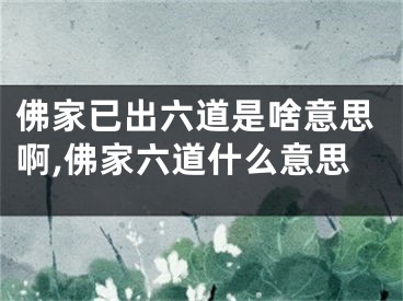 佛家已出六道是啥意思啊,佛家六道什么意思