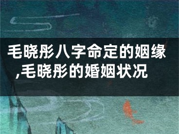 毛晓彤八字命定的姻缘,毛晓彤的婚姻状况