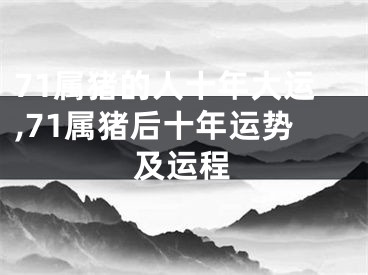 71属猪的人十年大运,71属猪后十年运势及运程