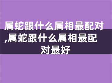 属蛇跟什么属相最配对,属蛇跟什么属相最配对最好