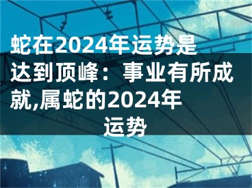 蛇在2024年运势是达到顶峰：事业有所成就,属蛇的2024年运势