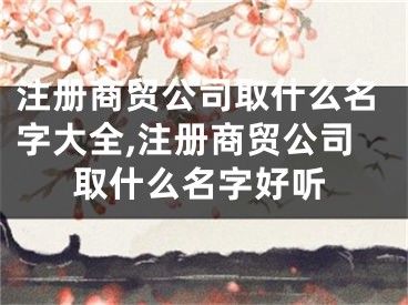 注册商贸公司取什么名字大全,注册商贸公司取什么名字好听