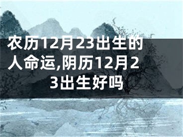 农历12月23出生的人命运,阴历12月23出生好吗