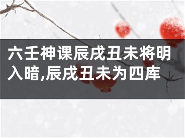 六壬神课辰戌丑未将明入暗,辰戌丑未为四库