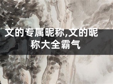 文的专属昵称,文的昵称大全霸气