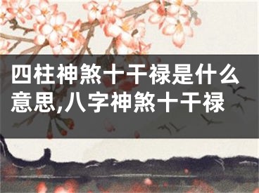 四柱神煞十干禄是什么意思,八字神煞十干禄