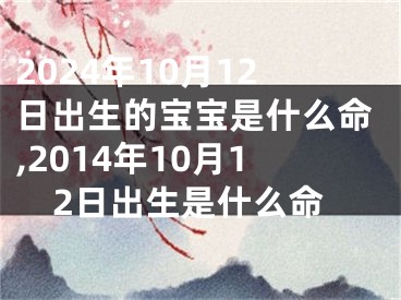 2024年10月12日出生的宝宝是什么命,2014年10月12日出生是什么命