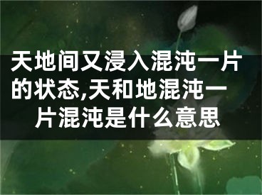 天地间又浸入混沌一片的状态,天和地混沌一片混沌是什么意思