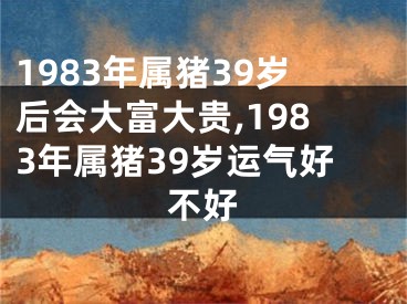 1983年属猪39岁后会大富大贵,1983年属猪39岁运气好不好