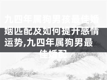 九四年属狗男孩最佳婚姻匹配及如何提升感情运势,九四年属狗男最佳婚配