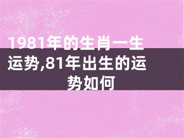 1981年的生肖一生运势,81年出生的运势如何