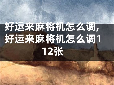 好运来麻将机怎么调,好运来麻将机怎么调112张