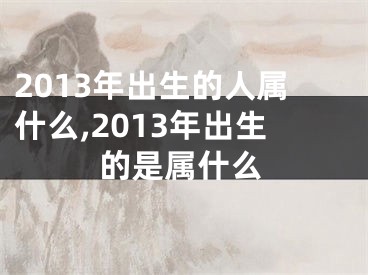 2013年出生的人属什么,2013年出生的是属什么