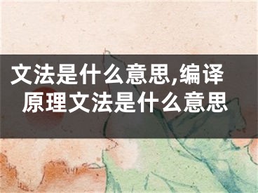 文法是什么意思,编译原理文法是什么意思