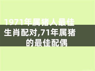 1971年属猪人最佳生肖配对,71年属猪的最佳配偶