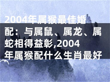 2004年属猴最佳婚配：与属鼠、属龙、属蛇相得益彰,2004年属猴配什么生肖最好