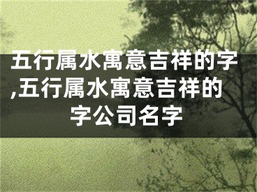 五行属水寓意吉祥的字,五行属水寓意吉祥的字公司名字