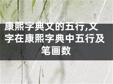 康熙字典文的五行,文字在康熙字典中五行及笔画数