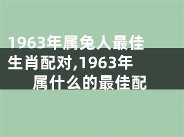 1963年属兔人最佳生肖配对,1963年属什么的最佳配