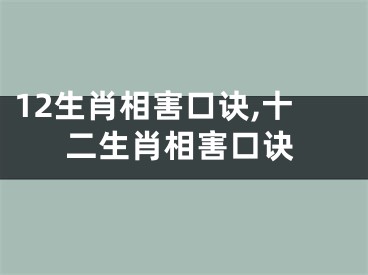 12生肖相害口诀,十二生肖相害口诀