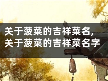 关于菠菜的吉祥菜名,关于菠菜的吉祥菜名字