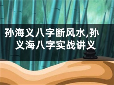孙海义八字断风水,孙义海八字实战讲义