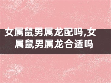 女属鼠男属龙配吗,女属鼠男属龙合适吗